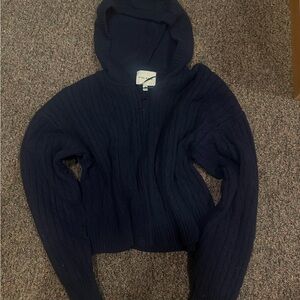 Pink rose zip up sweater